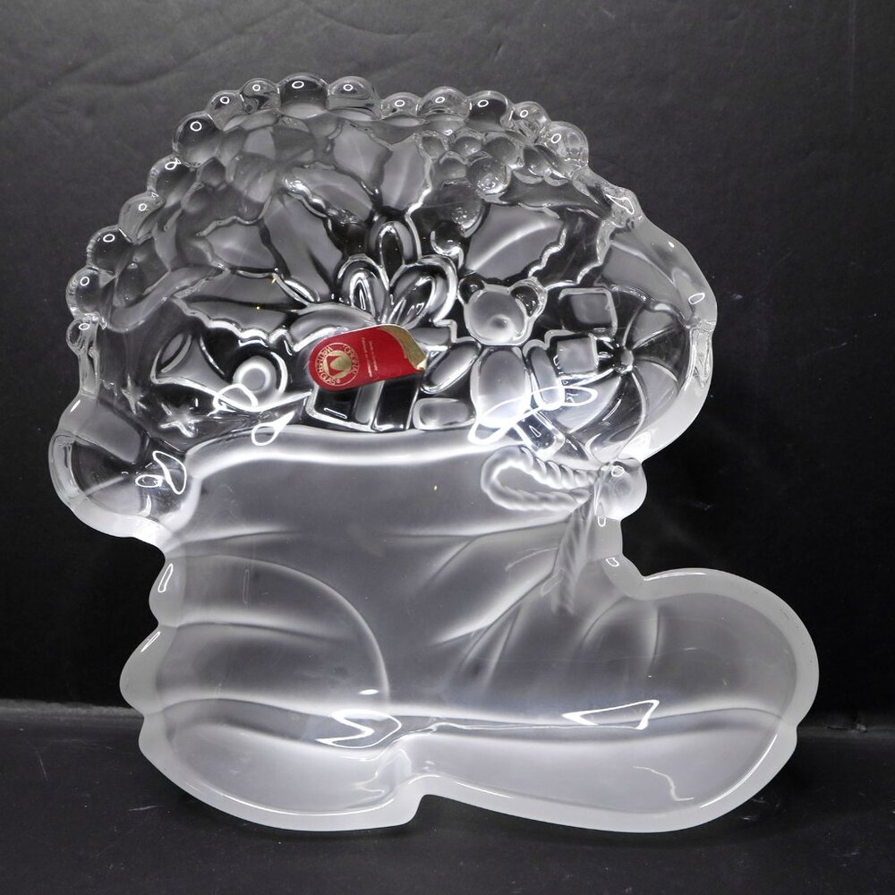 Vintage Walther Glass Santa’s Boot Dish Christmas Candy Tray Made in Germany
